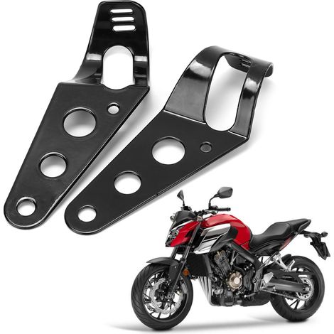 Support Moto Noir en Acier Inoxydable pour Phare, Fixation Universelle 1,5-2 pouces, Grande Taille, Support Résistant (1/5)