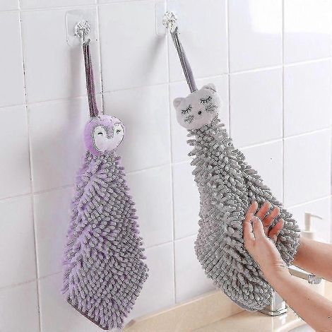 Lot de 2 serviettes de salle de bain, de cuisine et de nettoyage en microfibre absorbante (1/2)