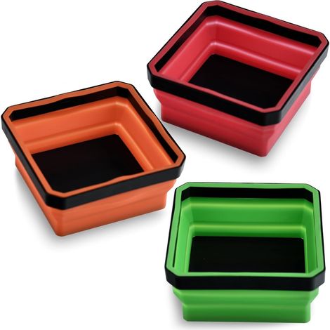 Lot de 3 plateaux magnétiques pliables en silicone, support magnétique pliable pour boulons, vis, écrous et petites pièces métalliques, petit plateau (1/5)