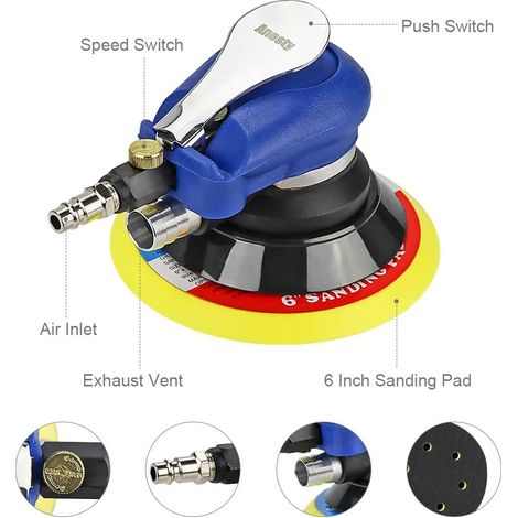 Ponceuse excentrique orbitale pneumatique avec disque Ø 200 mm 6" - 1pc (1/4)