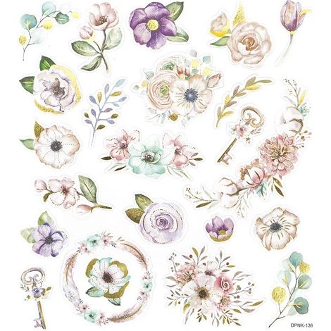 Pegatinas decorativas con flores coloridas, estilo bohemio primaveral, 22 unidades.