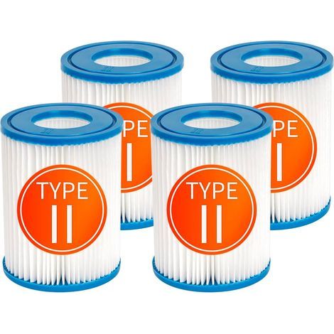 filtres de Piscine compatibles avec la Cartouche pour Bestway II, Filtre de Rechange pour spas Compatible avec la Pompe filtrante Lay Z Spa, Lot de 4 Cartouches Type II (1/5)