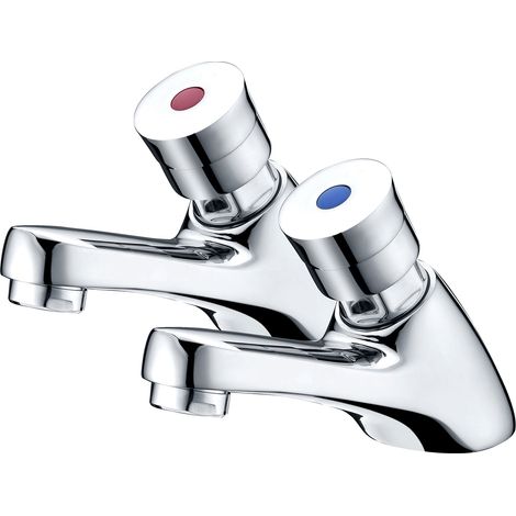 Basin Sink Taps 1/2"" Push Down Delay Self Close Closing Non-Concussive - Pair