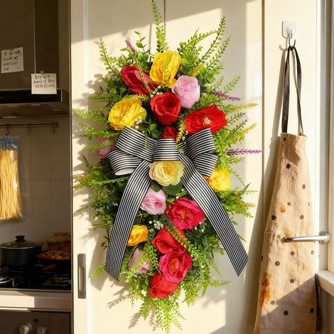 Guirlande Murale Florale - Pour Porte D'Entrée Mur Ou Jardin - Décoration Printanière - 1 Pièce (1/5)