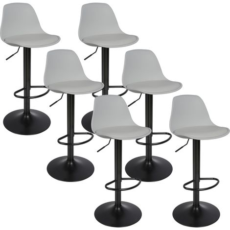 Lot de 6 tabourets de bar réglables en hauteur – Cuir PU et métal – Socle rond antidérapant – Confort ergonomique 80-100 cm – Aqrau (1/5)