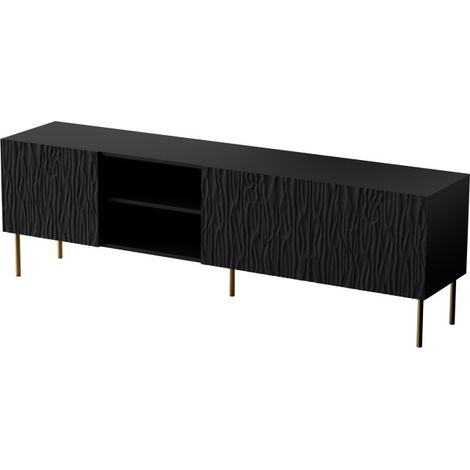 Meuble TV 190x60x41 cm meuble Hi-fi luxueux sideboeard sur pied Noir mat YOUNGE (1/3)
