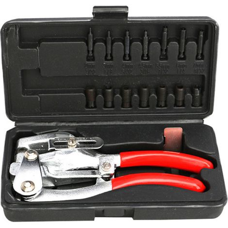 Ensemble de 16 pinces à perforer multifonctions pour métaux (acier inoxydable, laiton, aluminium, acier), tôles, cuir, plastiques et caoutchouc. Poignées en PVC. Perforatrice manuelle à profondeur rég (1/5)