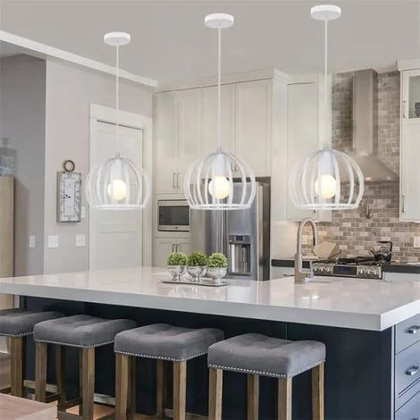 kawoo Lot de 3 Lustre Salon,E27 Lampe Suspension Industrielle en Fer Style Edison pour Salon Chambre (1/4)