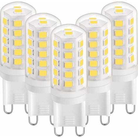Ampoule LED G9 3W Blanc Naturel 4000K, Ampoules LED G9 420LM, Équivalent à une Ampoule Halogène 28W 40W, Ampoules LED G9 Maïs pour Lampe de Bureau, Anti-Flicker, AC 220-240V, Paquet de 5 (1/4)