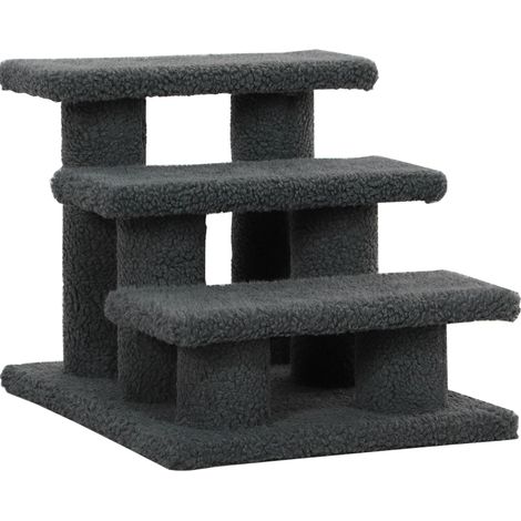 3-stufige Haustiertreppe aus dunkelgrauem Plüsch, 45 x 35 x 34 cm, HOMVRA (1/5)