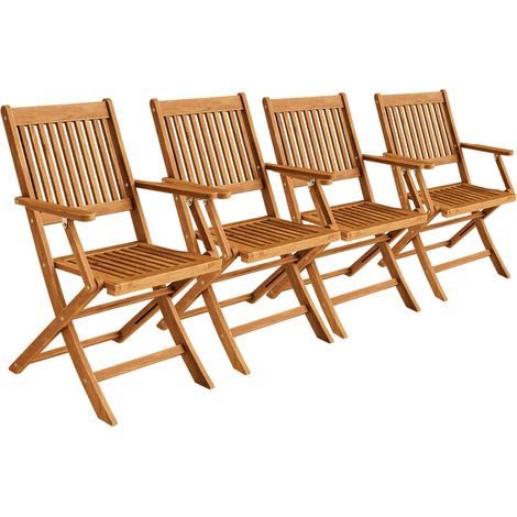 Set de 4 chaises de jardin pliantes "Sydney" en bois d'acacia certifié FSC pour salon de jardin sydney accoudoirs extérieur pliable chaise de table de jardin pré-huilé balcon terrasse
