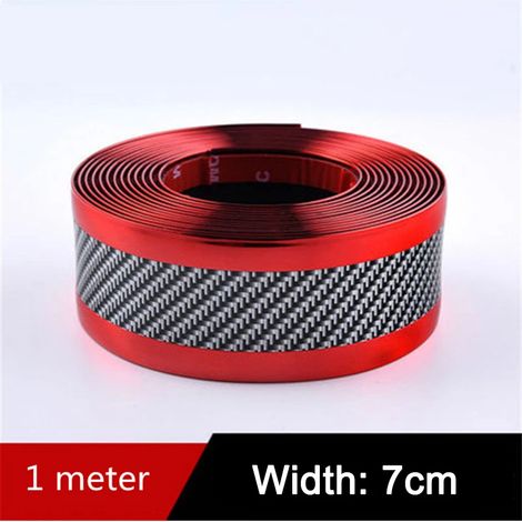 (ROUGE 7 cm) Autocollants anti-rayures en fibre de carbone pour voiture : protection de seuil de porte,film de protection en caoutchouc,accessoires de décoration pour voiture (1/3)