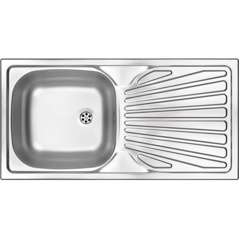 Évier de cuisine encastrable en acier inoxydable avec 1 cuve et égouttoir, 86 x 43,5 cm, finition satinée - Telivo