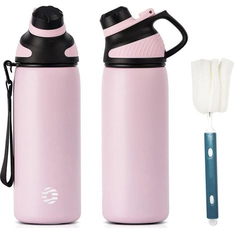 Trinkflasche Edelstahl Magnetdeckel BPAfrei 1L 1500ml Rosa 600 ml (1/5)