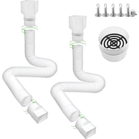 Lot de 2 rallonges de gouttière avec filtre, tuyau flexible ondulé, rallonge de 68,5 cm à 350 cm, vis incluses (1/5)