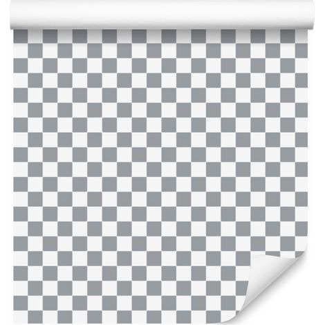 Papier peint à damier gris clair et blanc, fond gris clair 50x1000 cm (1/5)