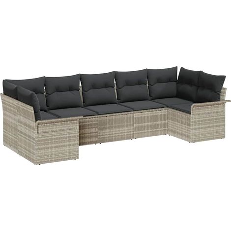 Maison Exclusive - Conjunto de sofá de jardín 7 pcs Gris claro Po