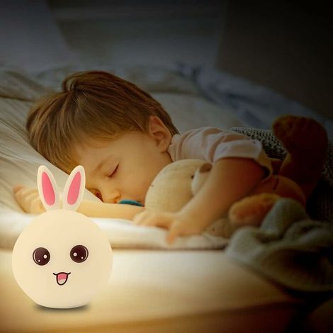 Green Mobility-Veilleuse Enfant Rechargeable, 7 Couleurs LED Veilleuse Bébé Silicone, USB Rechargeable Jolie Lampe à Changement de Couleur Pour l'éclairage de La Chambre, Les Cadeaux - Oreilles Roses (1/5)