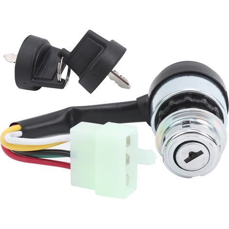 Lot de 2 interrupteurs d'allumage 5 fils avec clés compatibles avec motos 110-250cc, ATV, quads et dirt bikes, allumage sécurisé pour tout-terrain, pièce de rechange fiable. (1/5)