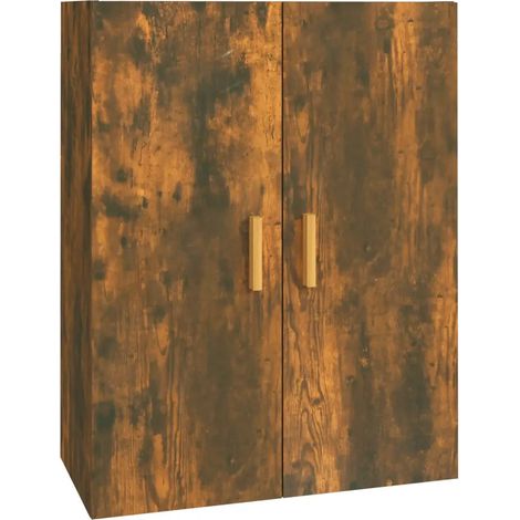 Armadio a parete sospeso 69,5 x 34 x 90 cm grande spazio di archiviazione finitura opaca in legno ingegnerizzato rovere fumo 020048312