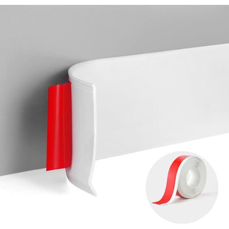 Plinthe adhésive caoutchouc 10 cm x 2 m – Profil finition murale blanc – Moulure arrondie – Installation facile (1/5)
