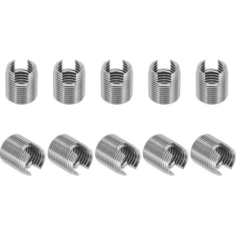 Insert Fileté Auto-Taraudeurs, 10 Pcs M16 x M20 x 22mm Acier Inoxydable 303 Filetage Adaptateur Réducteur Vis à Fente Inserts de Réparation Écrous Manchon (1/5)