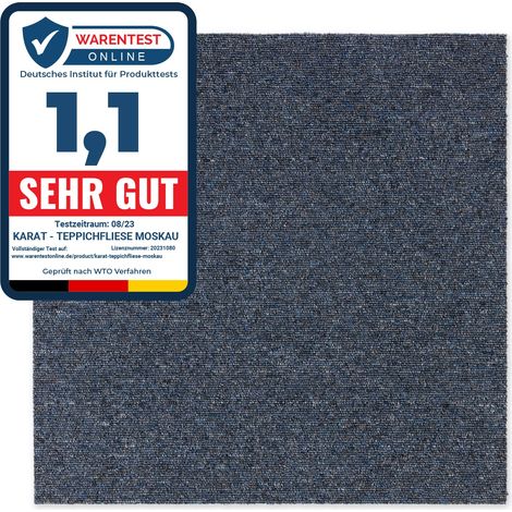 Karat – Dalle moquette bouclée 50x50 cm – Revêtement isolant bleu – Antidérapante et autoportante – Usage intensif, classe 31