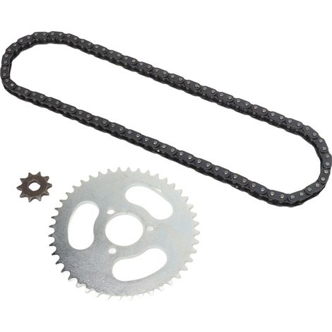 Kit chaîne T8F en alliage d'aluminium et acier, pignon 44 dents à 3 trous, roue avant 10 dents à 10 trous, chaîne de transmission 88 maillons pour motos et quads (à monter soi-même). (1/5)