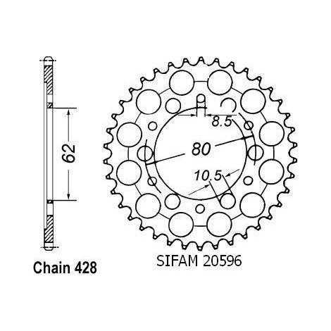 Couronne de transmission Sifam pour Moto Yamaha 125 DT 1978 à