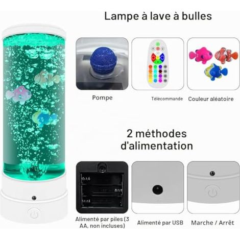 Aquarium Lampe à Lave Poisson LED Lumineuse avec Télécommande Multicolore Sous-Marine Bulle Sous-Marine Lumière Pour cadeaux de décoration à la maison (1/3)