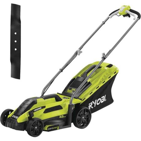 Confezione RYOBI Rasaerba elettrico 1300W Taglio 33cm RLM13E33S - Lama tosaerba elettrica 33cm RAC420