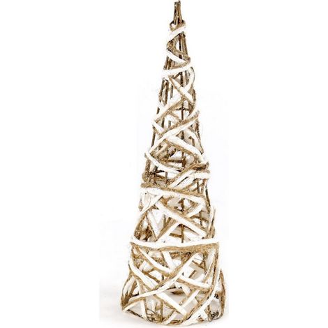 Albero di Natale cono bianco con luci a led Color Oro decorazione natalizia -60 cm (1/2)