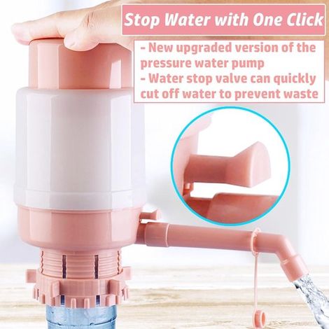 Universelle Wasserpumpe Tragbare Handpumpe Wasserflaschenpumpe mit extra kurzem Schlauch und Verschlusskappe für Wasserflaschen Wasserspender für (1/4)