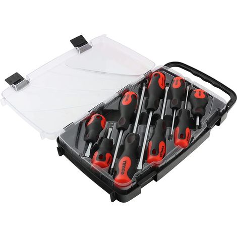 Jeu de tournevis - Tailles assorties - 9 tournevis - Poignées ergonomiques pour une prise en main extra douce - Embouts magnétiques pour une installation facile (1/5)