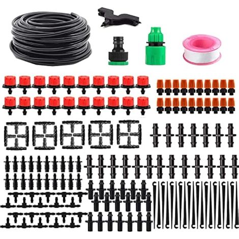 Système d'irrigation Jardin, 165 Pcs Kit d'irrigation Goutte, Kit d'irrigation Goutte à Goutte Automatique avec 15 Meter Tuyau, Kit arrosage Automatique pour Jardin pelouse Serre Plantes (1/5)
