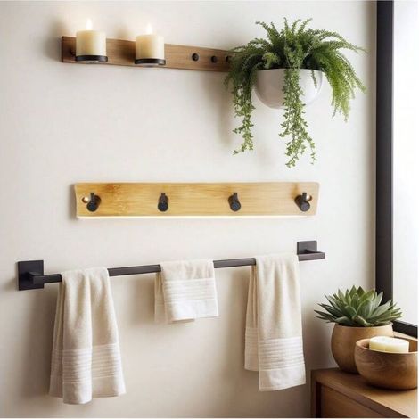 Crochet en bambou à quatre crochets 335 cm d'épaisseur support en bambou cuisine salle de bain support de rangement multifonctionnel porte-clés serviette vêtements support suspendu maison crochet créa (1/2)