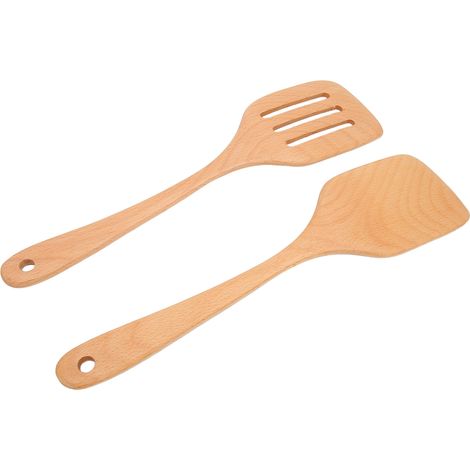 Antihaftbeschichteter Buchenholzlöffel, 2-teiliges Küchenutensil-Set, Schaumlöffel und Bratschaufel (1/5)