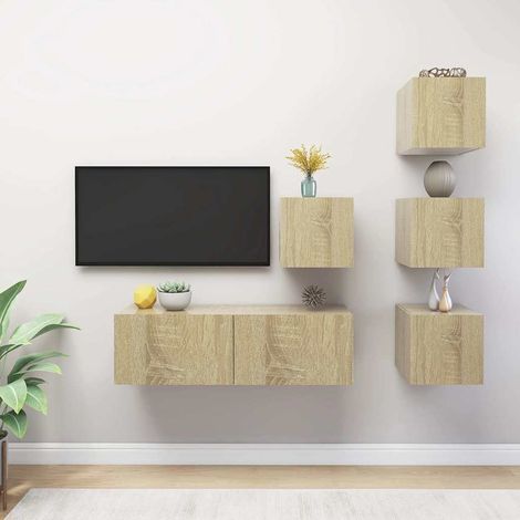 Ensemble de meubles TV 5 pcs-Banc TV-Meuble Télé Chêne sonoma Bois d'ingénierie (1/5)