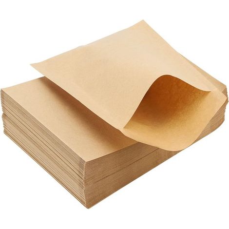 Sachets en papier kraft brun - 16 x 12 cm - Lot de 200 - Mini sachets en papier kraft pour en-cas, pâtisseries, pain, etc. (1/5)