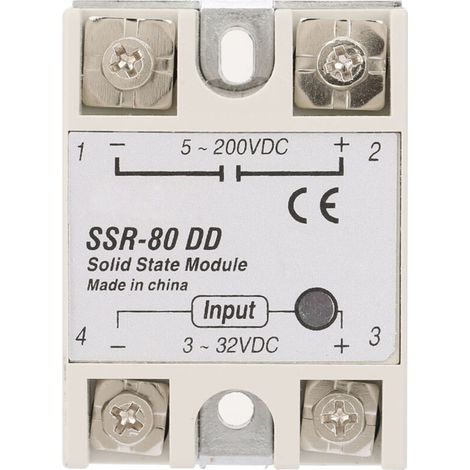 Relais Statique SSR,80DD 80A, sans étincelles, Commutation Rapide, Anti-vibration, Résistant, Compact, Couvercle en Plastique Isolant, pour Appareils D'automatisation (1/5)