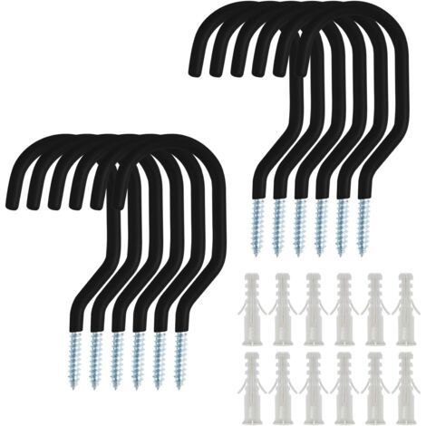 12pcs Crochets de vélo, crochets de rangement de vélo, crochet à vis de vélo de couverture de support de vélo avec 12 tubes d’expansion pour remise, garage, jardin (1/5)