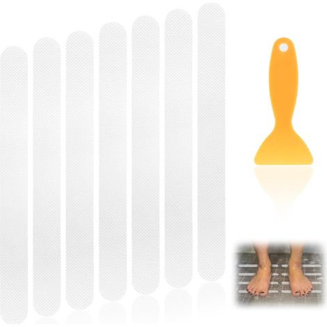 24 pegatinas antideslizantes para ducha, tiras antideslizantes para ducha y bañera, pegatinas para escaleras, ducha y superficies resbaladizas. (1/5)