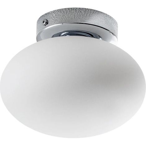 [GEBRAUCHT] B-Ware Deckenlampe Pendelleuchte Ufo Glas Metall Ø18cm G9 Wohnzimmer Lampe weiß/chrom (1/2)