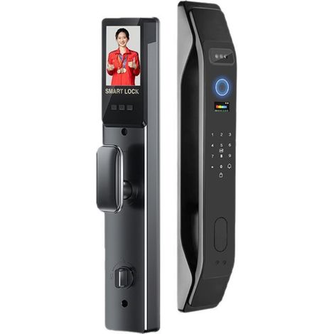 Serrure monopoint en applique intelligente – Reconnaissance faciale 3D – Serrure à empreinte digitale automatique – Pour bois dur