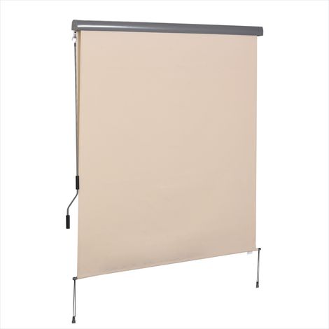 Voile d'ombrage Store enrouleur crème 250 x 160 cm manivelle (1/5)