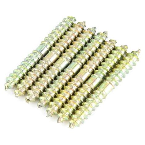 Sollbry 10 pièces M6 40mm vis à cheville en fer vis à Double extrémité zingage vis à filetage autotaraudeuse bois à bois vis à cheville connexion bois (1/4)