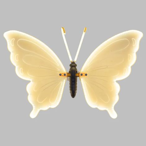 Papillon lumineux LED 60cm Ailes Mobiles Blanc Chaud Transparent Décoration Jardin Lotti