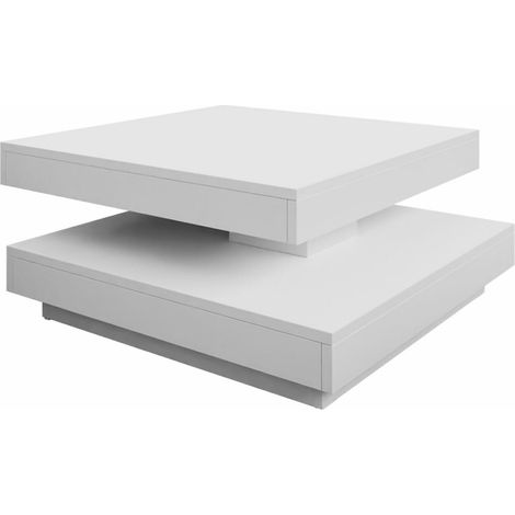 Mesa de centro convertible Comfivo Pisces, Blanco, 34x70x70cm, Diámetro: 0, Aglomerado laminado, Angular