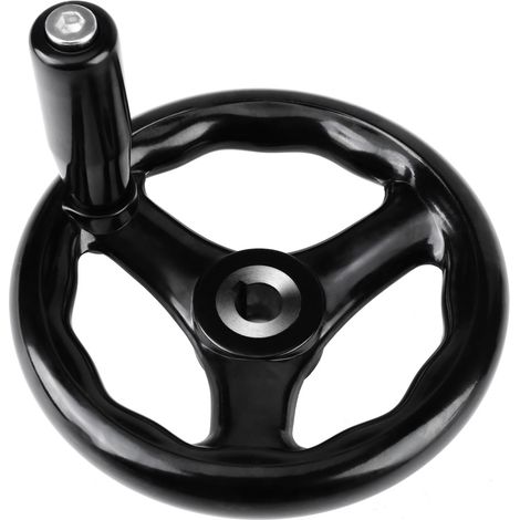 volant rond noir à 3 branches de 12 x 125 mm pour tour et fraiseuse (1/5)