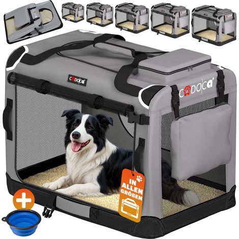 CADOCA Cage de transport pour animaux chien chat rongeur Respirant Pliable Sac de transport Matelas douillet Sac Panier XL - Gris